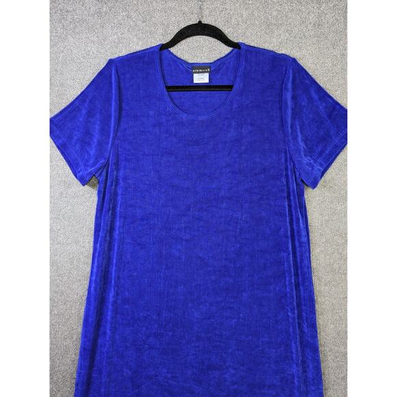 Citiknits Maxi Dress Womens XL Stretchy Pullover Minimal Slinky Full Long Cobalt - Picture 5 of 16